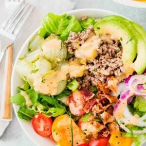 burger in a bowl with healthy burger sauce