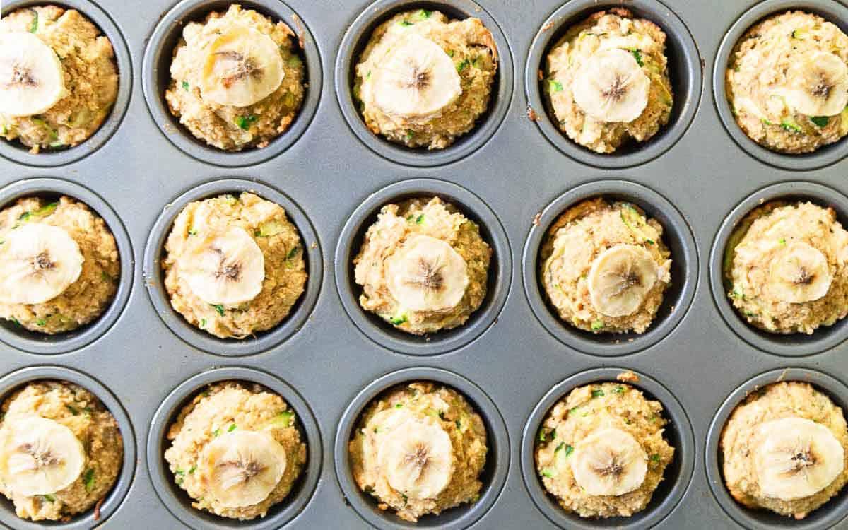 Healthy banana zucchini muffins make a great end of summer snack. Healthy banana zucchini muffins make a great end of summer snack.