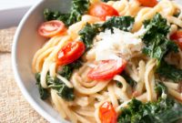 A Modern Way to Cook Review Highlighting Kale Tomato Lemon One Pot Spaghetti