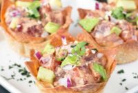 Spicy Tuna Avocado Wonton Poppers