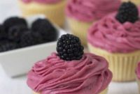 Vanilla Cupcakes with Lemon Curd & Blackberry Buttercream