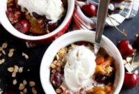 Sweet & Boozy Bourbon Cherry Peach Crumble