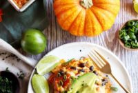 Warm & Spicy Pumpkin Black Bean Chicken Enchilada Casserole