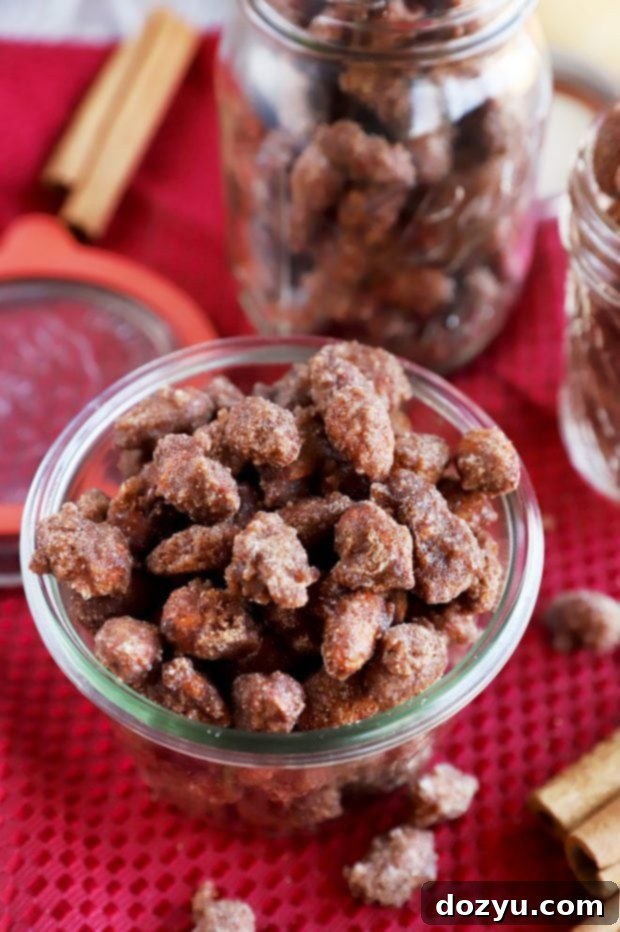 Slow Cooker Candied Cinnamon Almonds 8 Side view of a generous bowl of delicious slow cooker cinnamon almonds, ready to be enjoyed.