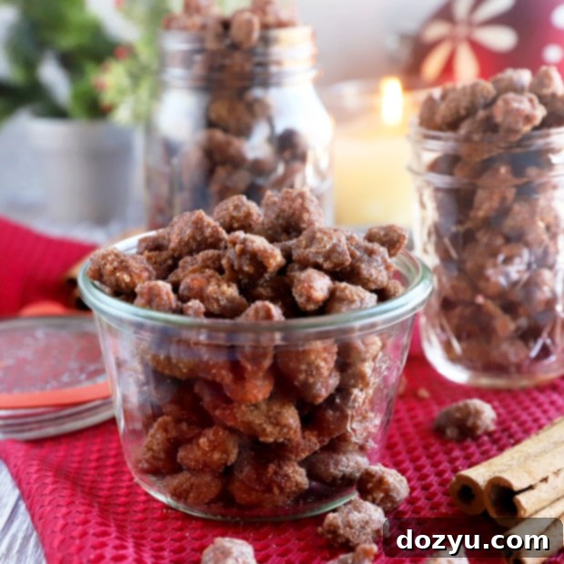 Slow Cooker Candied Cinnamon Almonds 9 Thumbnail image of delicious cinnamon almonds made in a crockpot, ready to be served.