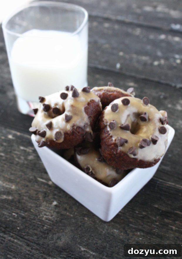 Peanut Butter Glazed Chocolate Donut Delights 2 Chocolate Mini Donuts with Peanut Butter Glaze