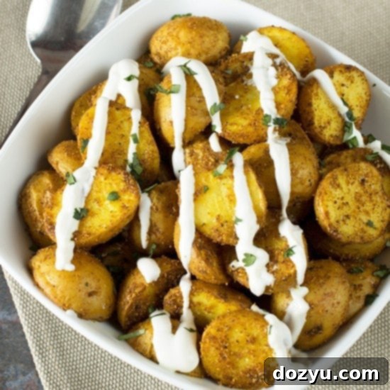 Roasted Curry Potatoes with Cooling Greek Yogurt Sauce 2 Roasted Curry Potatoes with Greek Yogurt Sauce | cakenknife.com