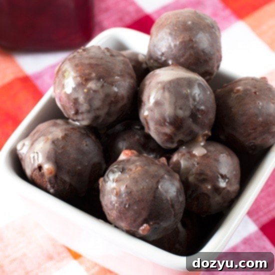 Cherry Chocolate Donut Delights 3 Cherry Glazed Chocolate Donut Holes | cakenknife.com