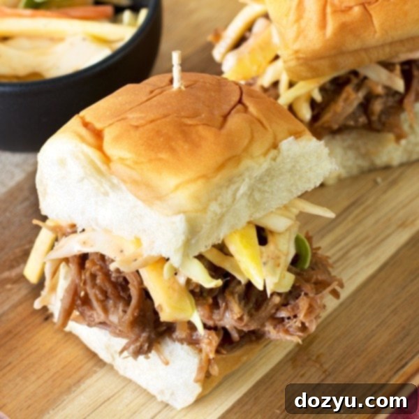 Sunshine Pulled Pork Sliders with Tangy Mango Slaw 2 Tropical Pulled Pork Sliders with Mango Coleslaw thumbnail image