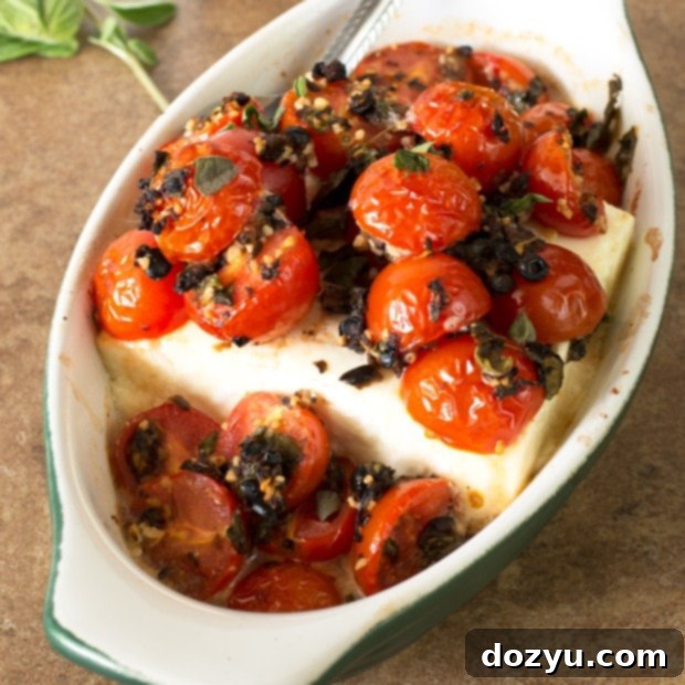 Roasted Feta with Blistered Tomatoes and Herbs 2 Baked Feta with Cherry Tomatoes and Fresh Herbs | cakenknife.com