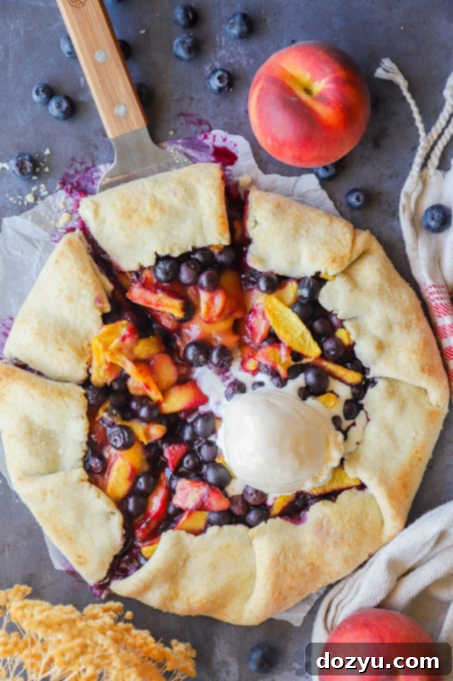 Rustic Peach Blueberry Galette 13 Beautifully baked peach blueberry galette on a cooling rack
