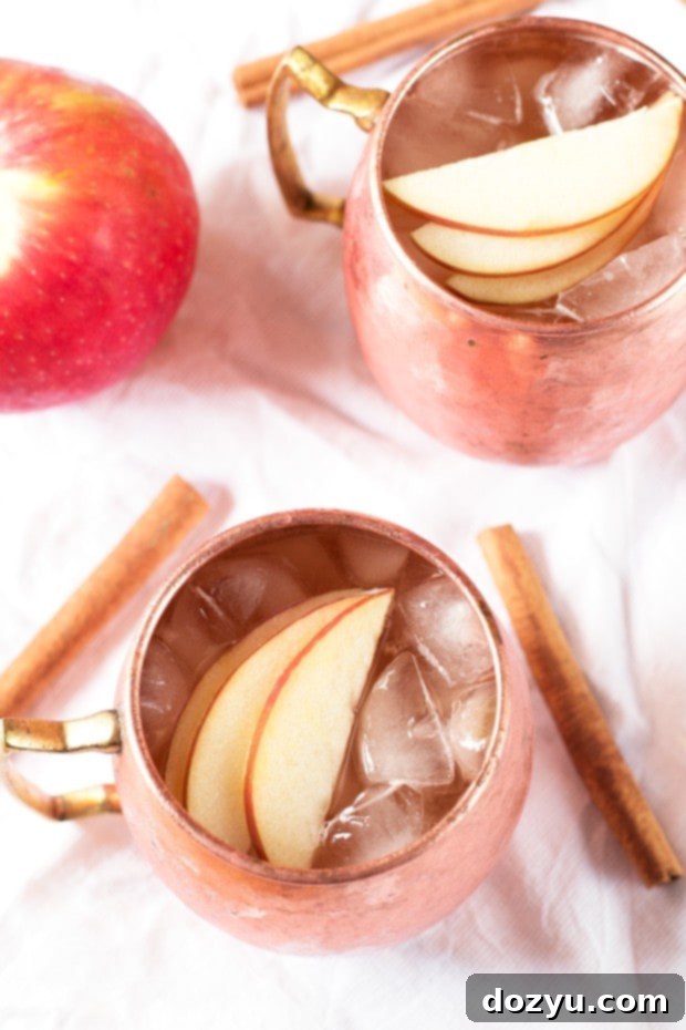 Autumn Orchard Mule 4 Close-up of a Cider Mule with apple slices | cakenknife.com