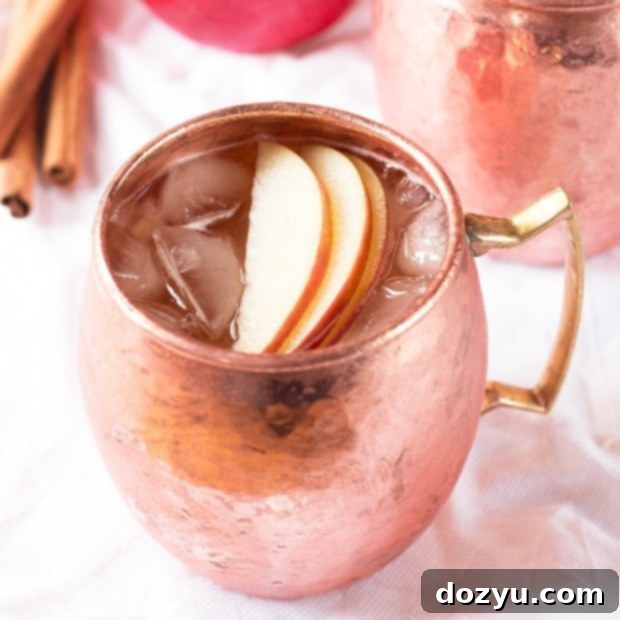 Autumn Orchard Mule 6 Cider Mule in a copper mug with apple slices | cakenknife.com