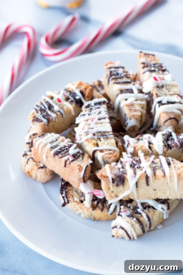 Delicious Peppermint Chocolate Chip Biscotti, perfect for holiday season