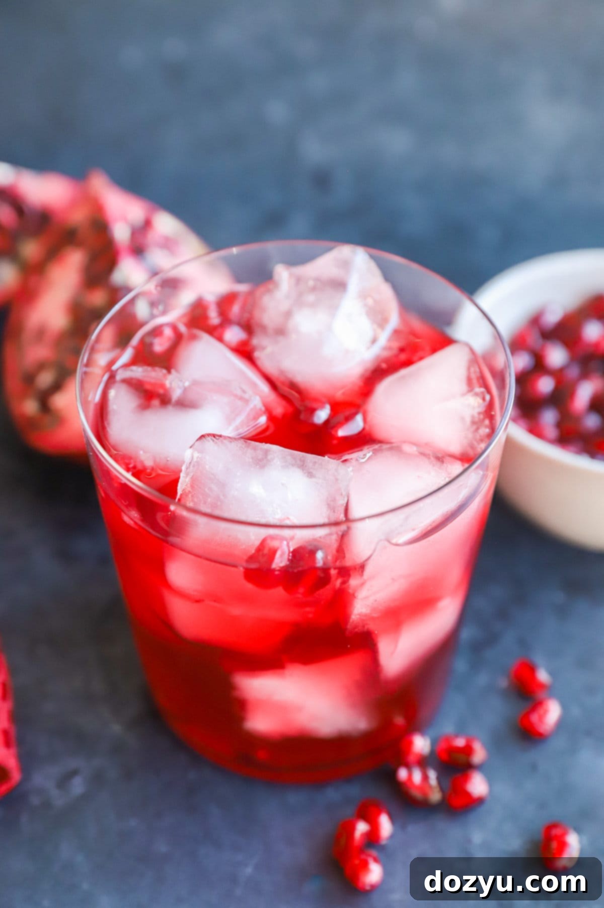 The Pomegranate Negroni 9 A festive holiday winter Negroni in a glass, garnished with pomegranate seeds, ready to be enjoyed.