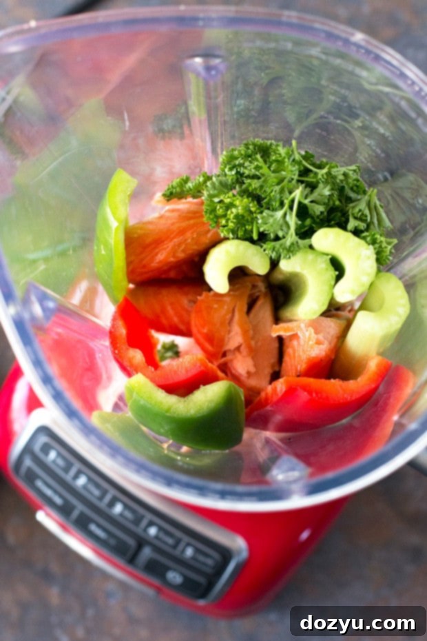 KitchenAid Diamond Blender prominently displayed next to ingredients for Salmon Cake Sliders