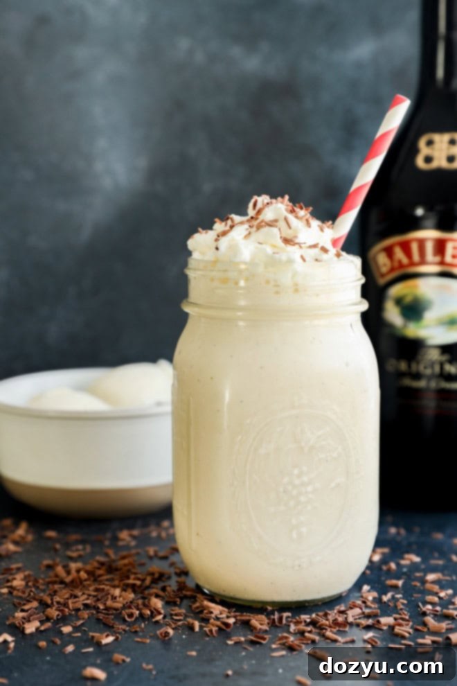 Baileys Coffee Cloud 6 easy creamy boozy irish whiskey irish cream drink with whipped cream on top and straw