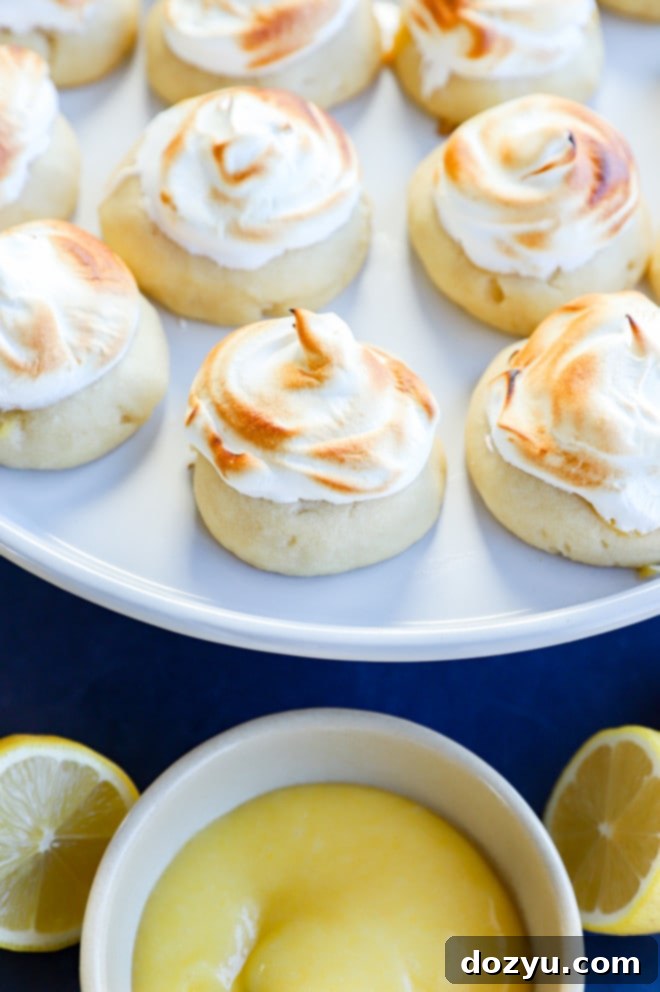 Lemon Curd Meringue Cookies 10 Easy citrus pie treats on a cake stand, beautifully presented