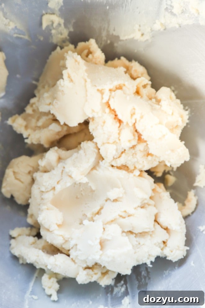 Lemon Curd Meringue Cookies 6 Cookie dough in the mixing bowl, showcasing the creamy texture before shaping