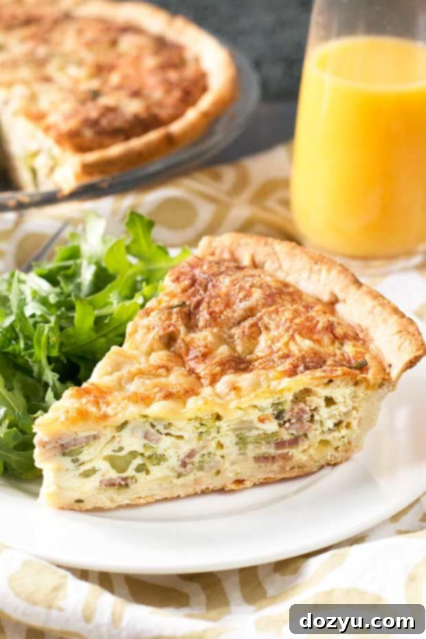 Freshly baked Bacon, Roasted Broccolini & Gruyere Quiche