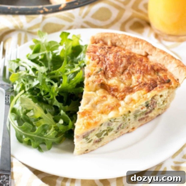 Bacon, Roasted Broccolini & Gruyere Quiche recipe image