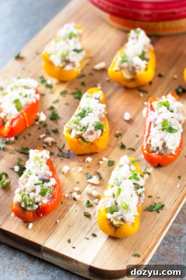 Greek Stuffed Roasted Sweet Peppers ready to serve