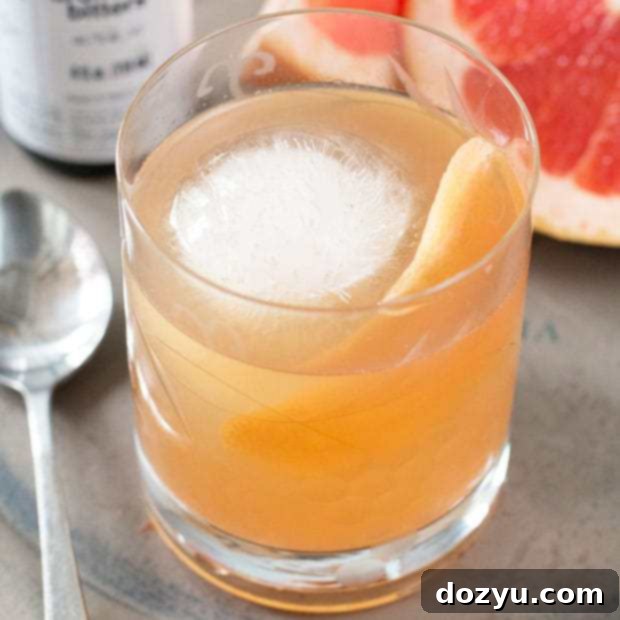Vibrant Grapefruit Old Fashioned 5 Sparkling Grapefruit Old Fashioned, a refreshing summer cocktail with bourbon and citrus.