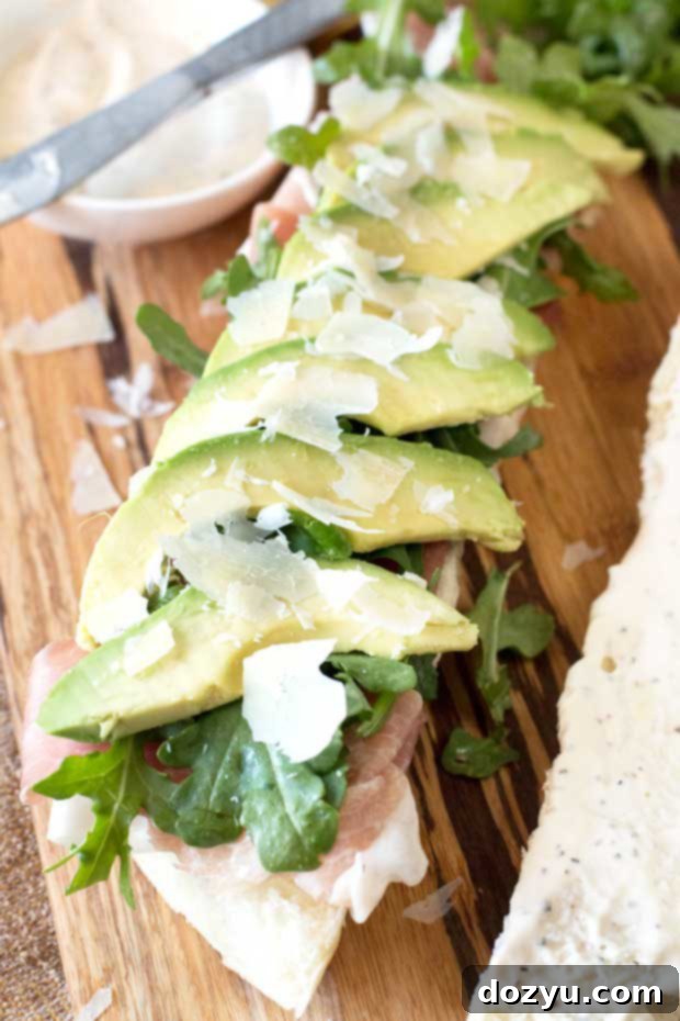 Blast Off Bite 2 Classic Roman-style Rocket Sandwich featuring fresh arugula and thinly sliced prosciutto