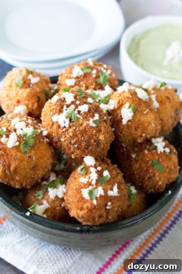 Mexican Arancini with Zesty Avocado Cilantro Crema 5 Mexican Arancini with Avocado Cilantro Dipping Sauce | cakenknife.com
