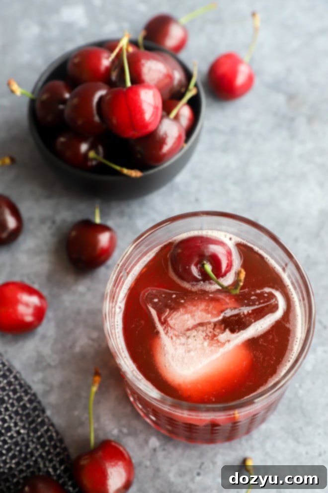 Velvet Cherry Amaretto Sour 9 Overhead photo of cocktail in glass