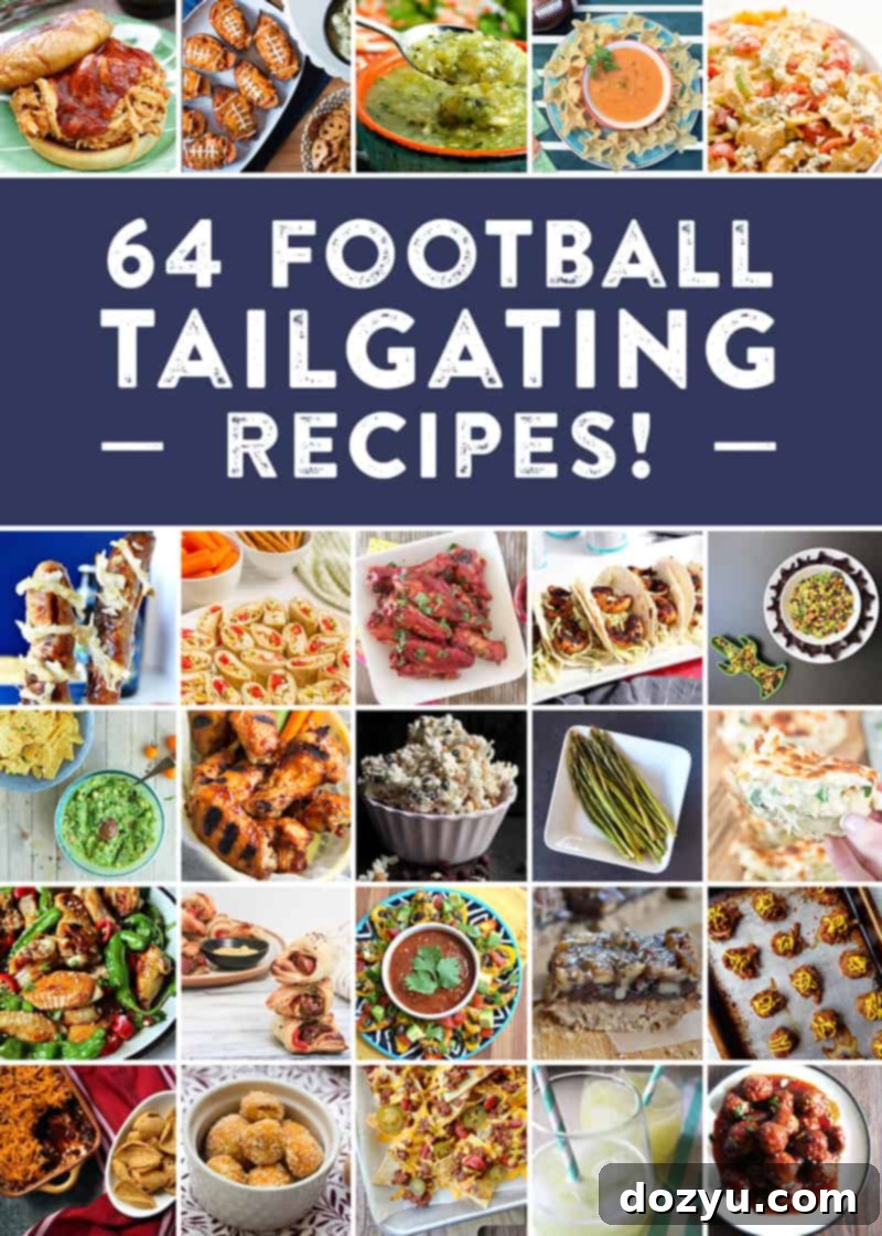 64 diverse recipes for the perfect football tailgate party including appetizers, entrees, cocktails, and desserts. #foodiefootballfans