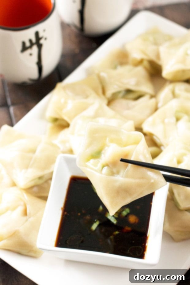 Close-up of Steamed Shrimp Avocado Wontons arranged beautifully, ready to be served