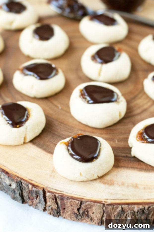 Decadent Chocolate Fig Thumbprints 2 Chocolate Fig Thumbprint Cookies with ganache filling, ready for fall | cakenknife.com