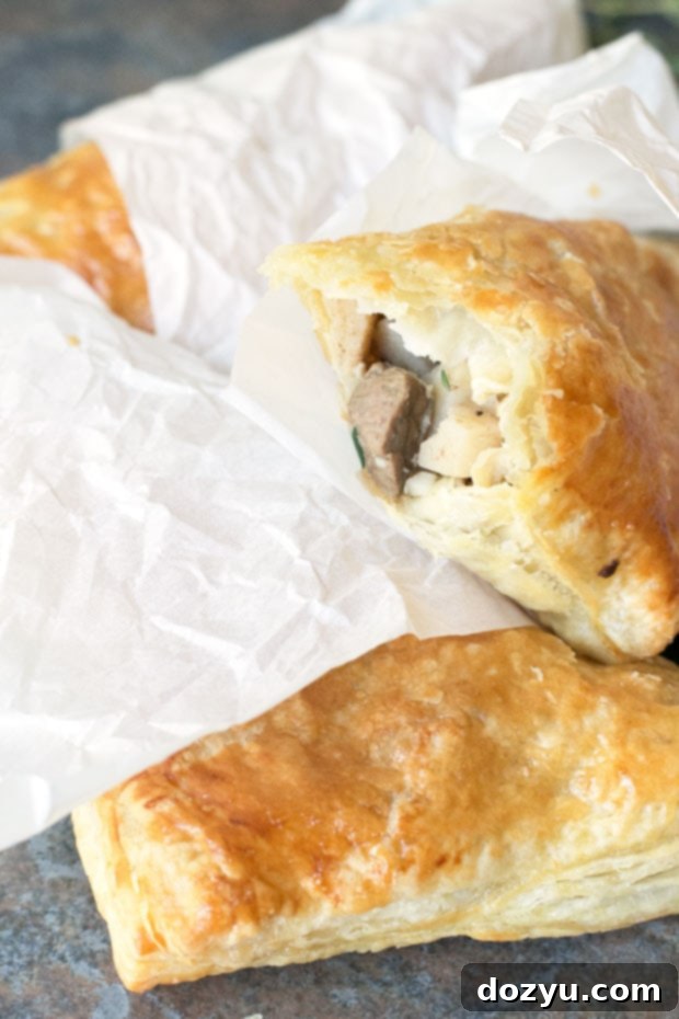 A single Black Pepper Steak Hand Pie, golden brown and flaky.