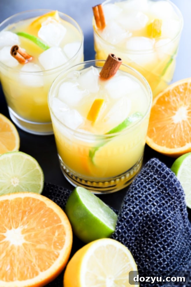 Spiced Rum Fiesta 2 fruity big batch cocktail in glasses