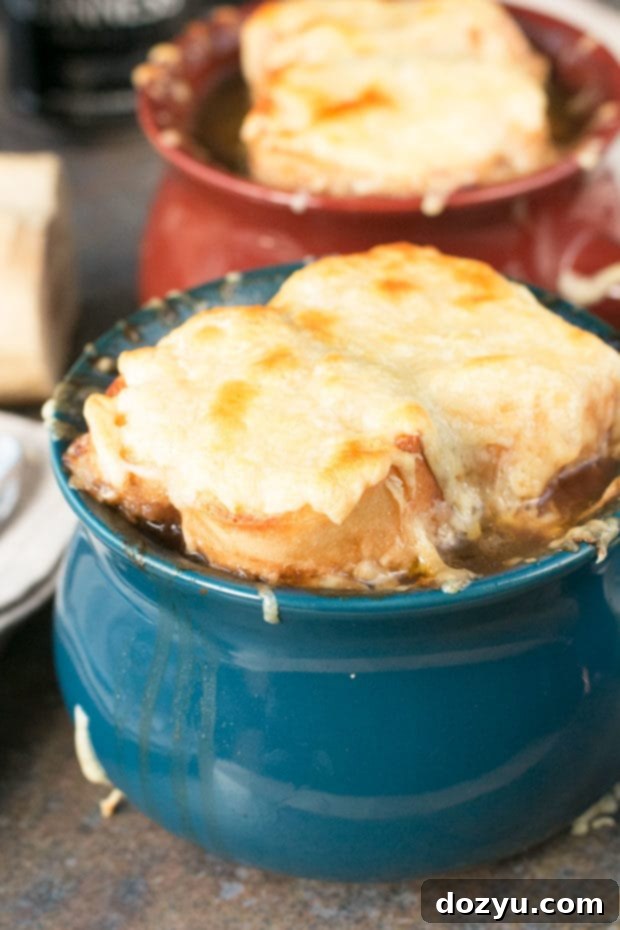 Dublin Stout Onion Gratinée 6 Irish Stout French Onion Soup | cakenknife.com