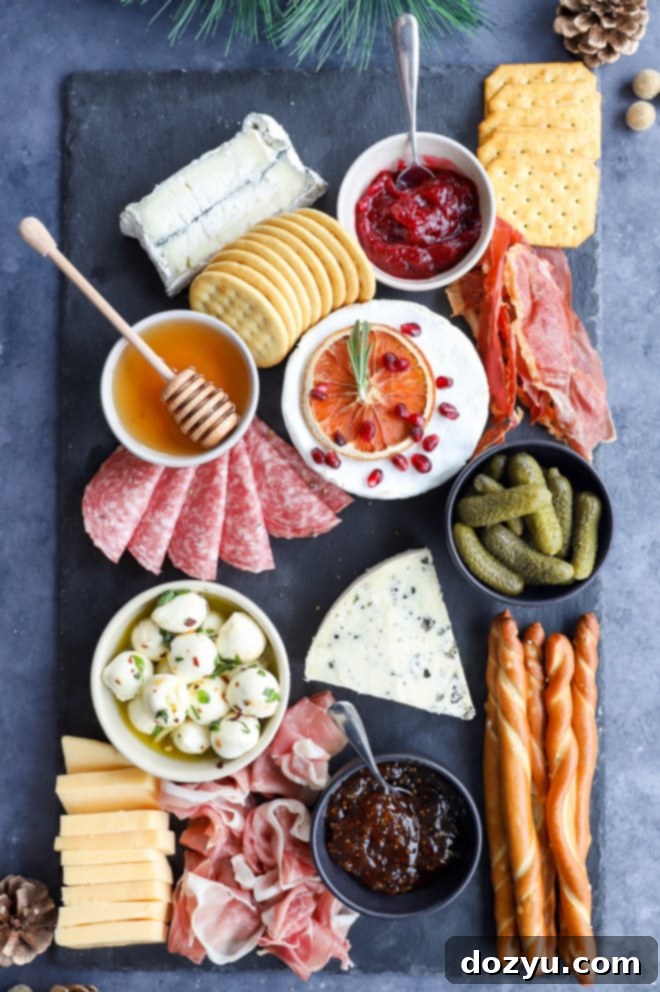 Yuletide Cheese Celebration 7 Slate plate with holiday cheese and meats process photo