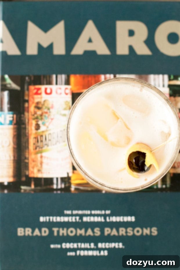 Cookbook Review: Amaro + the Amaro Sour Cocktail | cakenknife.com - Expertly mixed Amaro Sour cocktail ready to be served