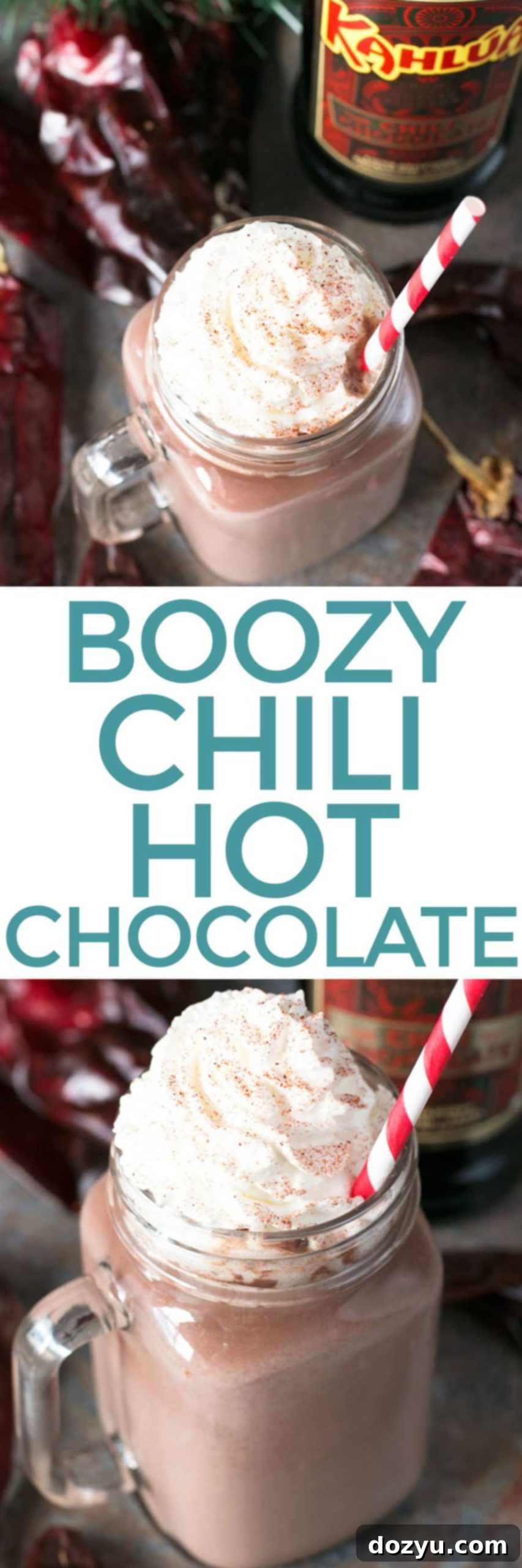 Pin this Boozy Chili Hot Chocolate Recipe for later