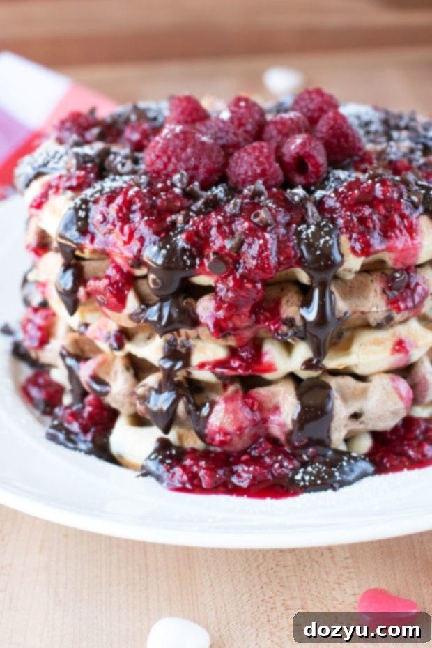 Decadent Double Chocolate Raspberry Waffles 2 Double Chocolate Chip Raspberry Waffles | cakenknife.com #brunch #breakfast