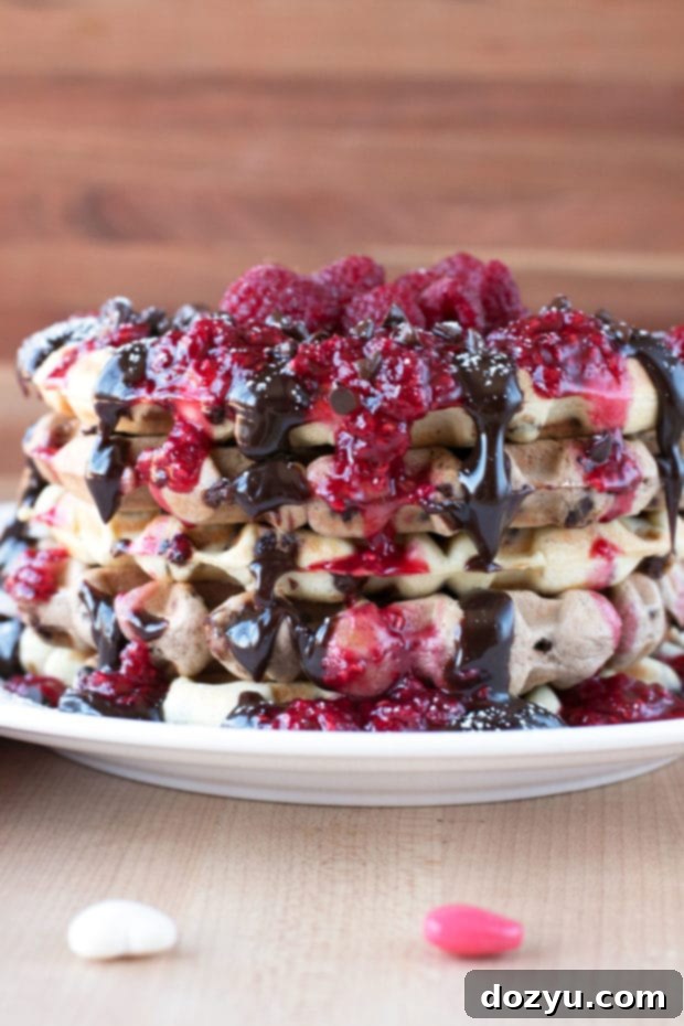 Decadent Double Chocolate Raspberry Waffles 3 Double Chocolate Chip Raspberry Waffles | cakenknife.com #brunch #breakfast