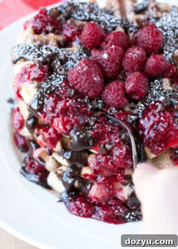 Decadent Double Chocolate Raspberry Waffles 4 Double Chocolate Chip Raspberry Waffles | cakenknife.com #brunch #breakfast