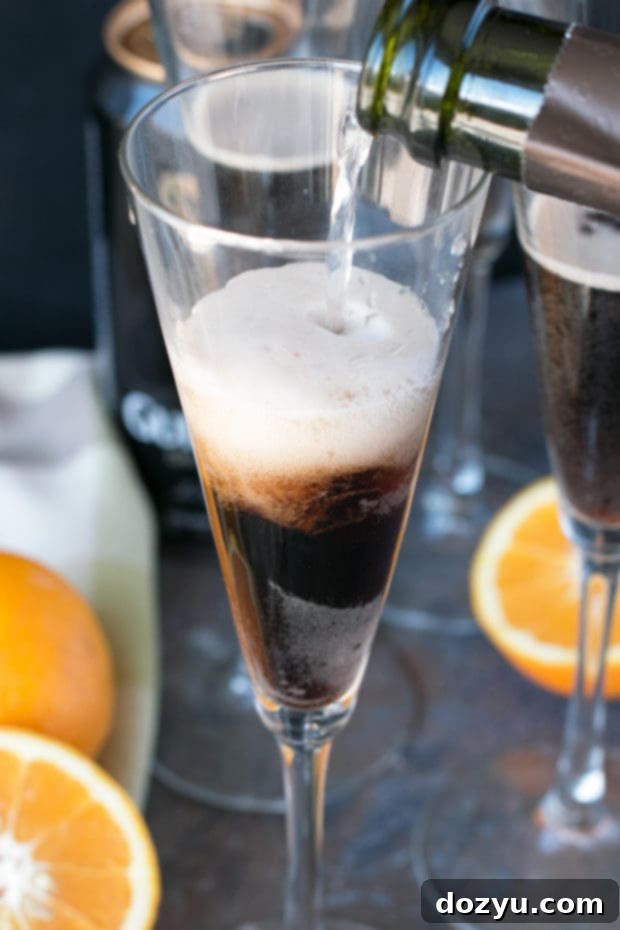 Velvet Ember 3 Orange Black Velvet | cakenknife.com #stpatricksday #guinness #cocktail