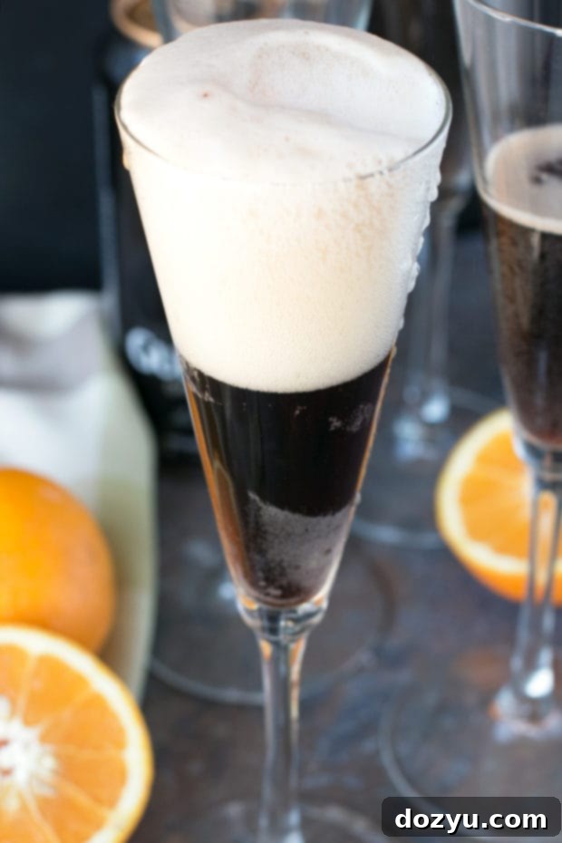 Velvet Ember 5 Orange Black Velvet | cakenknife.com #stpatricksday #guinness #cocktail
