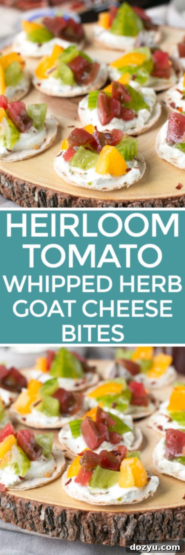 Spicy Heirloom Tomato Whipped Herb Goat Cheese Bites | cakenknife.com #appetizer #cheese