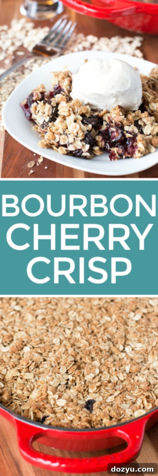 Bourbon Cherry Crisp | cakenknife.com #cherries #bourbon #dessert