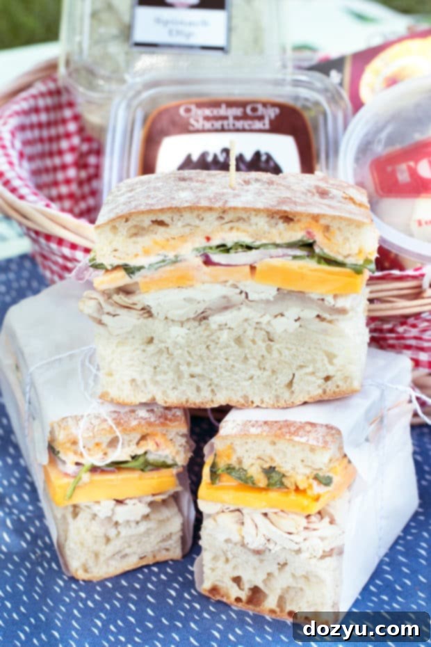 Spicy Rotisserie Chicken Pressed Sandwich - perfect for a picnic lunch