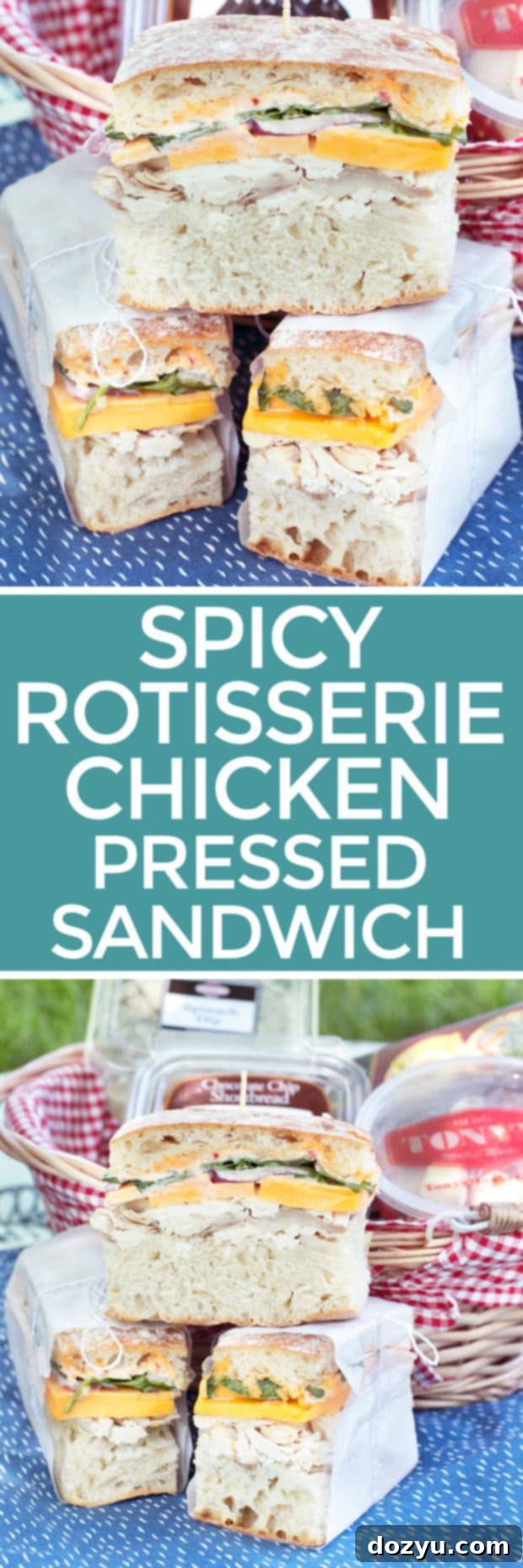 Spicy Rotisserie Chicken Pressed Sandwich - Pin for later
