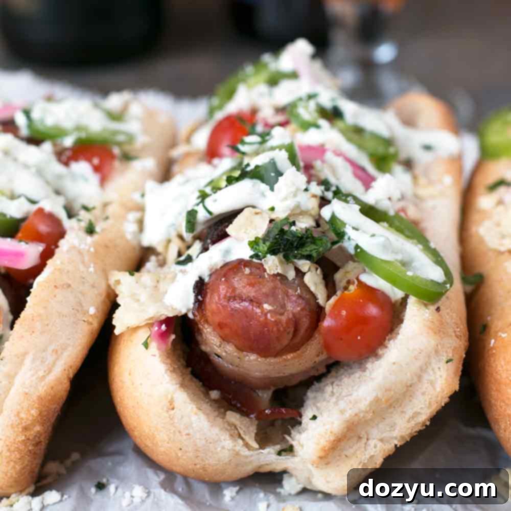 Kickin' Bacon-Wrapped Brats & Zesty Pickled Red Onions 9 Spicy Bacon-Wrapped Bratwurst with Homemade Pickled Red Onions recipe image