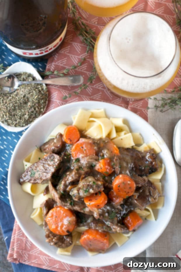 Carbonnades à la Flamande (Belgian Beer Beef Stew) | A comforting French-Belgian stew, perfect for Bastille Day, made with rich Belgian beer and tender beef.